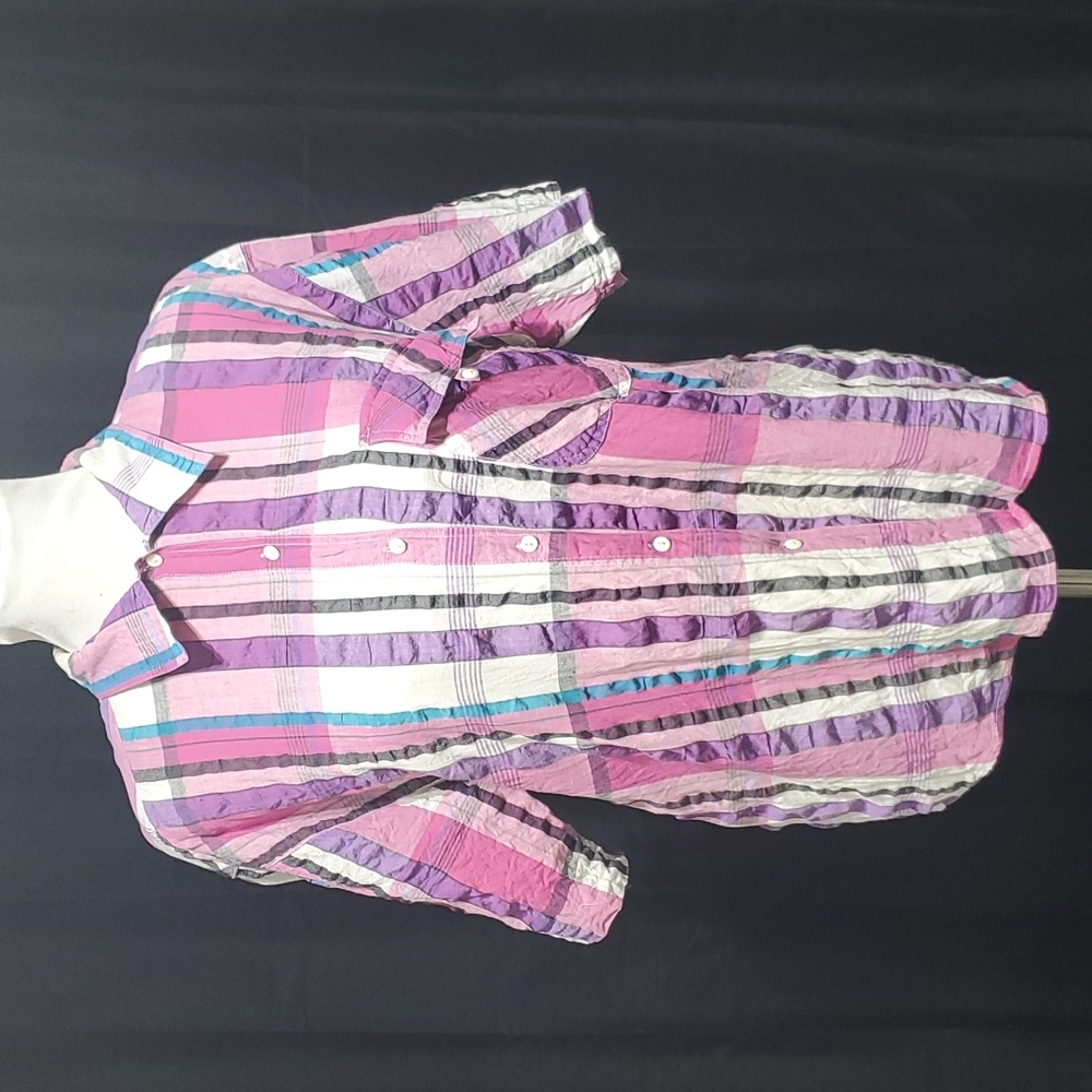 Vtg plaid short sleeve button up shirt